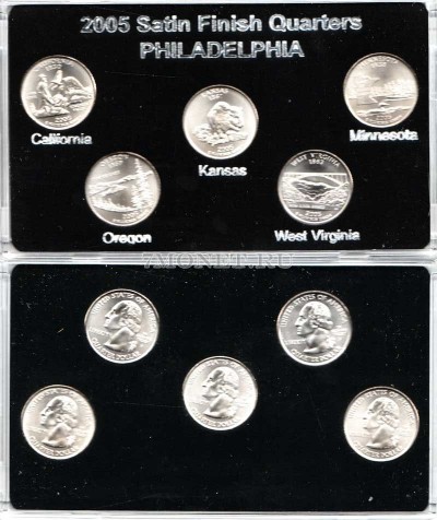 США набор из 5-ти квотеров 2005 год монетный двор Филадельфия
