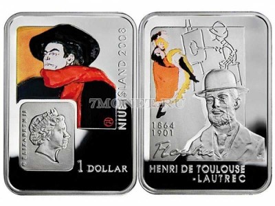 монета Ниуэ 1 доллар 2008 год Анри де Тулуз-Лотрек