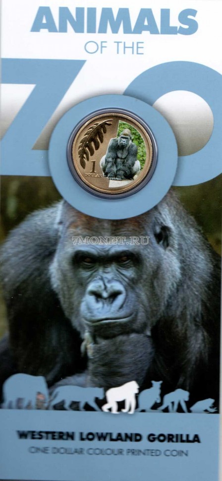 монета Австралия 1 доллар 2012 год серия "150-летие зоопарка Мельбурна" - Западная равнинная горилла, в блистере