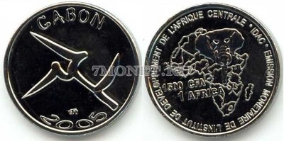 монета Габон 1500 франков КФА (1 африка) 2005 год 