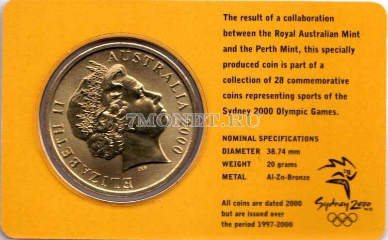 монета Австралия 5 долларов 2000 год Олимпийские игры в Сиднее - Софтбол, в буклете 16 из 28