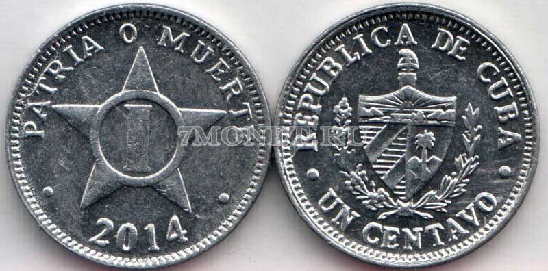 монета Куба 1 сентаво 2014 год