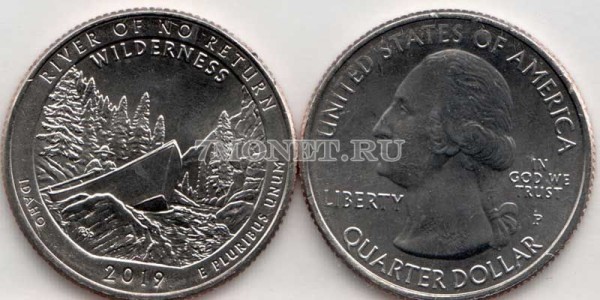 США 25 центов 2019Р Айдахо Резерват Фрэнка Чёрча, 50-й