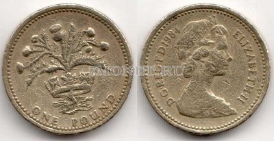 монета Великобритания 1 фунт 1984 год