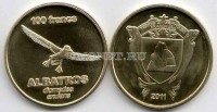 монета Французские антарктические территории 100 франков 2011 год Альбатрос