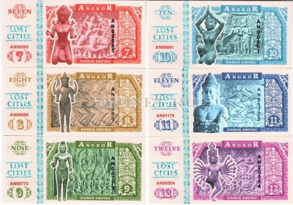 Набор из 6-ти бон Ангкор (Камбоджа) 2016 год