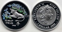 монета Ниуэ 1 доллар 2008 год быка