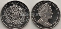 монета Британские территории индийского океана 2 фунта 2017 год Сапфировый юбилей: 65 лет Елизаветы II на британском троне