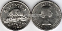 монета Канада 5 центов 1963 год