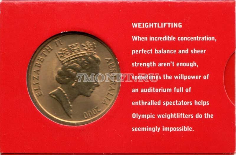 монета Австралия 5 долларов 2000 год Олимпийские игры в Сиднее - Пауэрлифтинг, в буклете 21 из 28