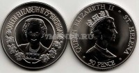 монета Остров Святой Елены  50 пенсов 2001 год 75-летие королевы Елизаветы II