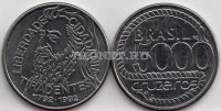 монета Бразилия 5000 крузейро 1992 год Тирадентис