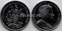 монета Сандвичевы острова 2 фунта 2015 год Герб Южной Георгии и Южных Сандвичевых островов