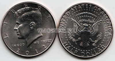 монета США 1/2 доллара 2012Р год Кеннеди