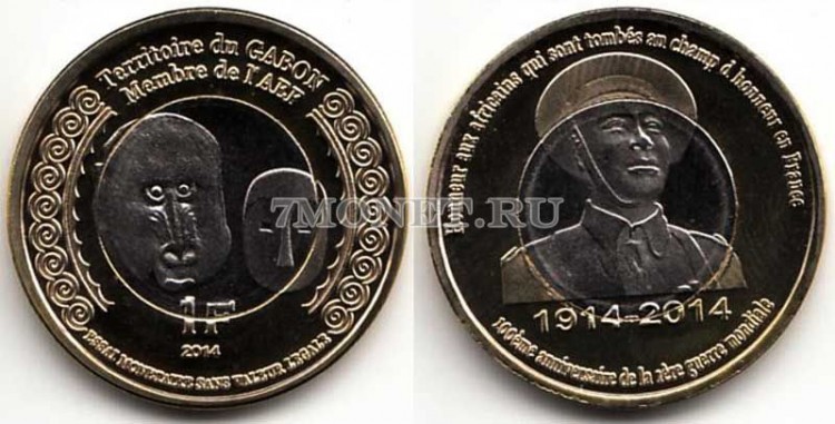 монета Габон 1 франк 2014 год