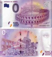 0 евро 2015 год сувенирная банкнота. Амфитеатр в Ниме