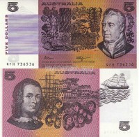 бона Австралия 5 долларов 1990 год 