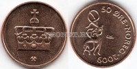 монета Норвегия 50 эре 2009 год