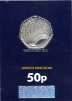 монета Великобритания 50 пенсов 2019 год Стивен Хокинг Черная дыра, в блистере