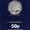 монета Великобритания 50 пенсов 2019 год Стивен Хокинг Черная дыра, в блистере