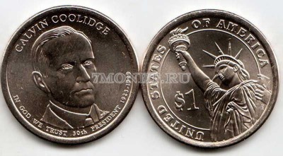 США 1 доллар 2014Р год  Джон Калвин Кулидж, 30-й президент США