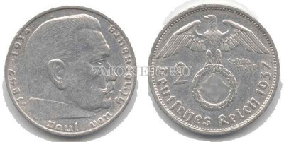 монета Германия 2 марки 1938 год