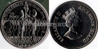 монета Остров Вознесения 50 пенсов 1996 год с марками в конверте (1)