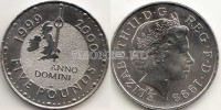 монета Великобритания 5 фунтов 1999 год Милленниум. 2000 лет от Рождества Христова