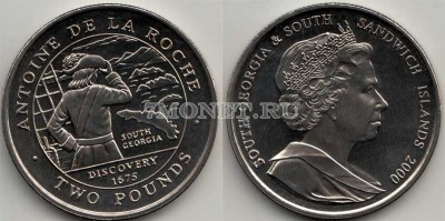монета Сандвичевы острова 2 фунта 2000 год Антуан Де ла Роше