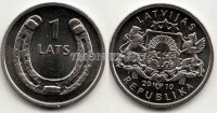 монета Латвия 1 лат 2010 год подкова, повернутая вниз