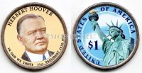 США 1 доллар 2014 год  Герберт Гувер, 31-й президент США, эмаль