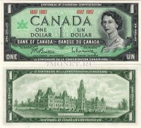 бона Канада 1 доллар 1967 год 100 лет Канадской конфедерации