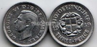 монета Великобритания 3 пенса 1939 год Георг VI
