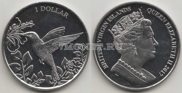монета Виргинские острова 1 доллар 2017 год Колибри