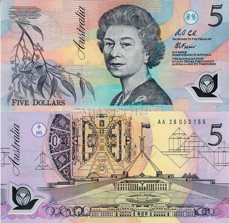 бона Австралия 5 долларов 1992 год