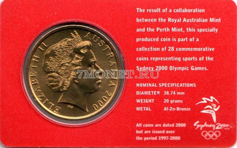 монета Австралия 5 долларов 2000 год Олимпийские игры в Сиднее - Дзюдо, в буклете 7 из 28
