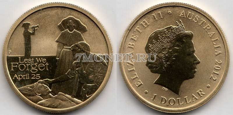 монета Австралия 1 доллар 2012 год День АНЗАК