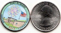 США 25 центов 2013 год штат Мэриленд Национальный памятник Форт МакГенри, 19-й, эмаль