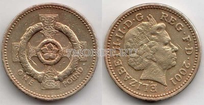 монета Великобритания 1 фунт 2001 год 