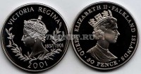 монета Фолклендские острова 50 пенсов 2001 год королева Виктория