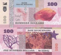 банкнота Бонайре 100 долларов 2015 год Рыба