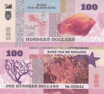 банкнота Бонайре 100 долларов 2015 год Рыба