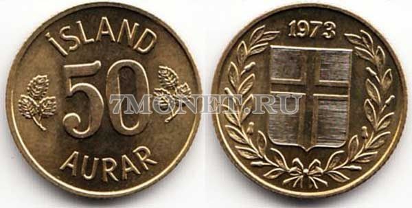 монета Исландия 50 аурар 1973 год