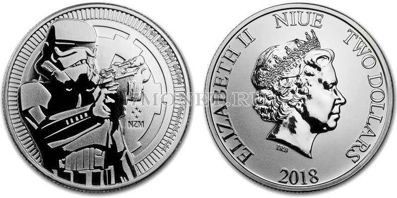 монета Ниуэ 2 доллара 2018 год Звездные Войны - Штурмовик, серебро