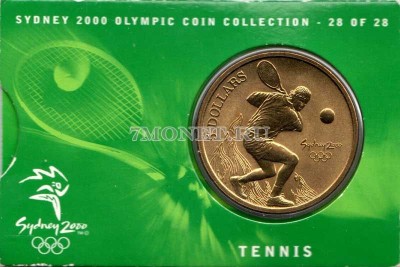 монета Австралия 5 долларов 2000 год Олимпийские игры в Сиднее - Теннис, в бу...