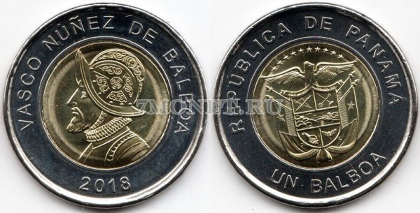 монета Панама 1 бальбоа 2018 год