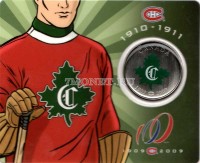 монета Канада 50 центов 2009 год клуб НХЛ Монреаль Канадиенс (1910-1911), в буклете