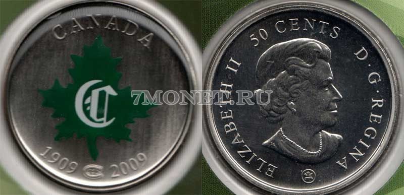 монета Канада 50 центов 2009 год клуб НХЛ Монреаль Канадиенс (1910-1911), в буклете