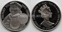 монета Фолклендские острова 50 пенсов 2001 год король Англии Генрих VII