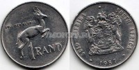 монета Южная Африка 1 рэнд 1987 год Спрингбок (антилопа-прыгун)